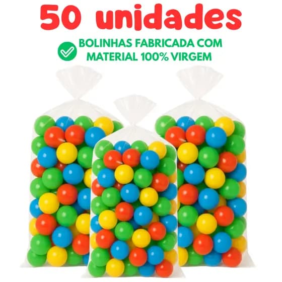 50 UNIDADES DE BOLINHA PLÁSTICA COLORIDA PISCINA PROMOÇÃO 76 MM 15,20,25,30,50