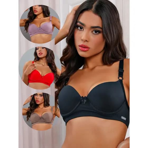 Kit com 3 Lindos Sutiãs avulso feminino sustentação Com bojo reforçado