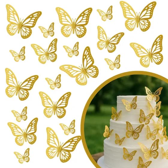 Kit 12 Borboletas Decorativas Artificial 3D para Decoração de Parede Festa Balão Bexiga Jardim