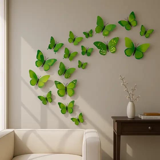 Kit com 12 Borboletas decorativas 3d com Adesivo para Decoração de Geladeira Quarto Teto Parede