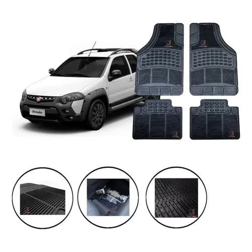 Jogo Tapete Carpete Borracha Fiat Strada Cabine Dupla Todas