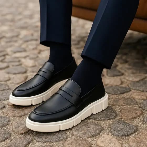 Loafer Sola Plataforma Slip On Oversized Oficial Atria Shoes Masculino Couro Alta Qualidade