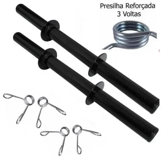 02 Barras oca de 40 cm para halteres anilhas peso musculação Funcional com 4 presilhas