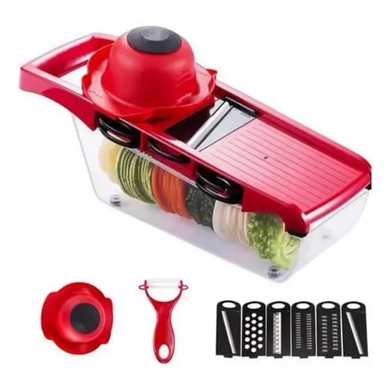 Cortador Fatiador Ralador Triturador Inox Legumes Alimentos Vermelho
