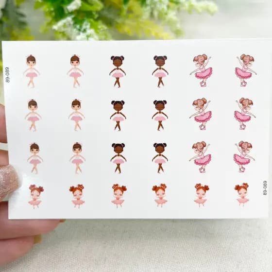Adesivos de unhas bonecas bailarinas Adesivos,películas,unhas,nails art,unhas decoradas,decoração de unha,unha delicada,cartela de unha,Queyti películas para unhas,não é adesivo 3d,não é artesanal