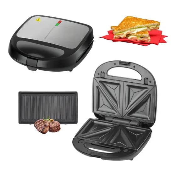 Sanduicheira 4 Em 1 Prepare Sanduíches Donuts Waffles Cozinha Multifuncional Misteira 110V