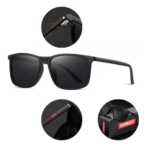 Óculos De Sol Esportivo Polarizado Supkley Uv400 Preto Unissex Espelho