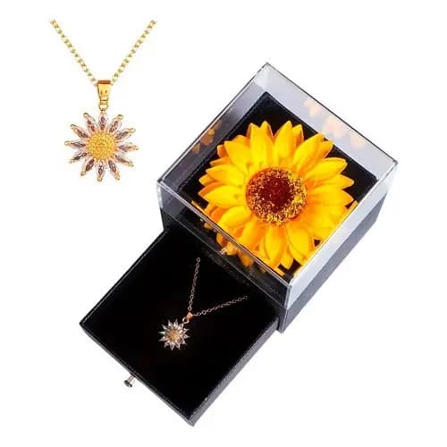 Colar De Girassol Flor De Presente Caixa Presente Namorados