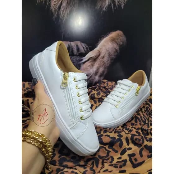 Tênis casual feminino de zíper e elástico tênis sapetenis casual feminino branco, preto, nude tenis feminino barato