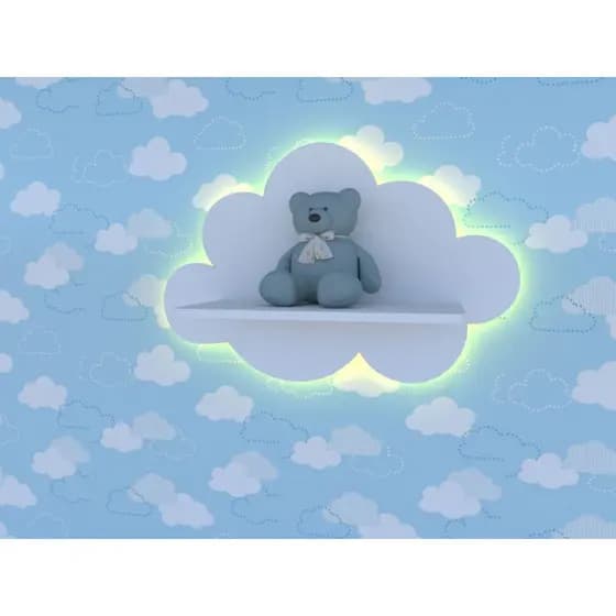 Prateleira Luminosa Nuvem Sem Fio Decorativa Quarto Infantil