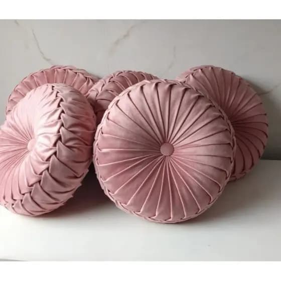 almofada decorativa redonda artesanal veludo Rose 40cm