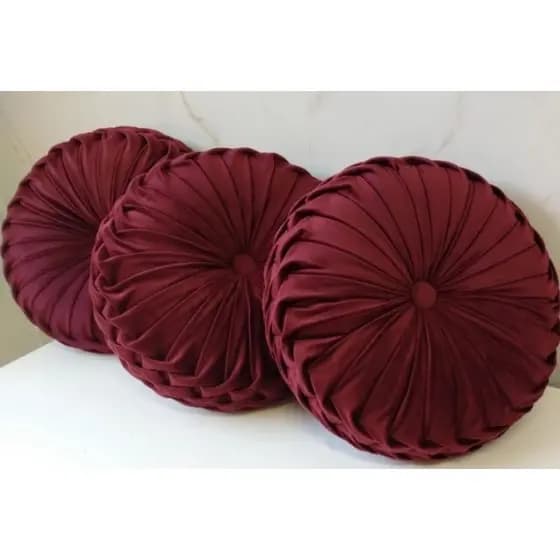 almofada decorativa redonda artesanal veludo marsala 40 cm
