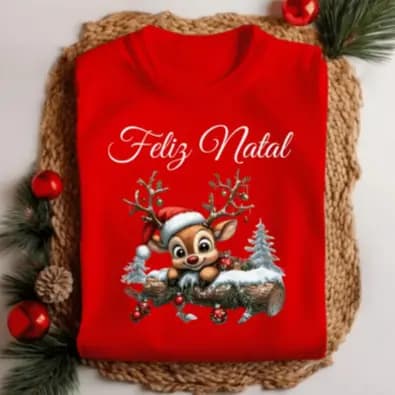 Blusa Natalina Camiseta Algodão Feliz Natal Papai Noel Unissex 2025