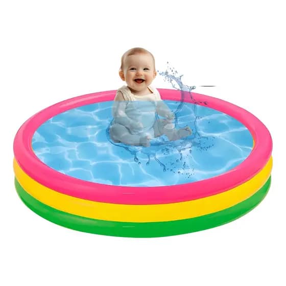 Piscina Inflável Infantil 40 Litros Colorida 3 Anéis Redonda Colorido
