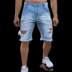 Bermuda Jeans Masculinas Destroyed