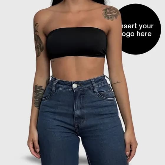 Top faixa cropped tomara que cai de suplex color tiazinha