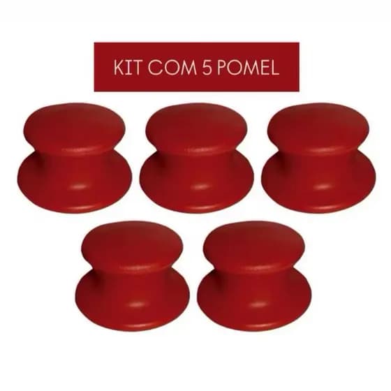 Kit 5 Pomel Vermelho Pegador para Panelas Frigideira Caçarola Pomel