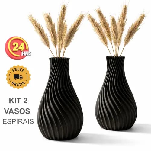 2 Vaso Decorativo Espiral Texturizado Ondulado Moderno | Design Futurista para Sala | Vaso para flor