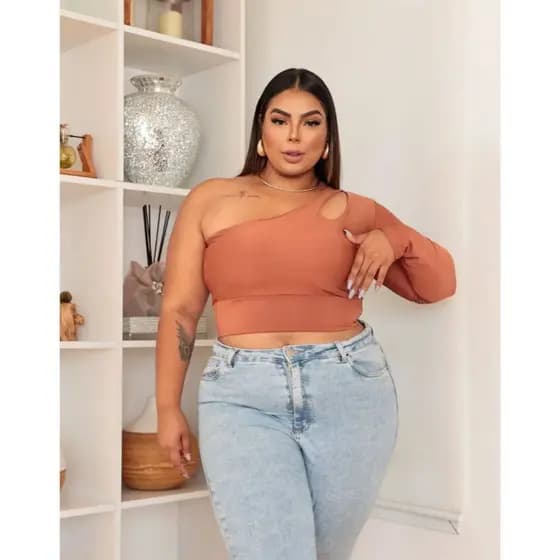 CROPPED PLUS SIZE MULA MANCA – ELEGANTE E SENSUAL TAMANHO ÚNICO