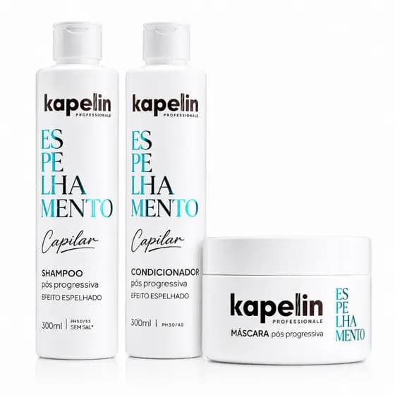Kit de Tratamento Cabelo Pós Progressiva Espelhamento Capilar Shampoo Condicionador E Máscara