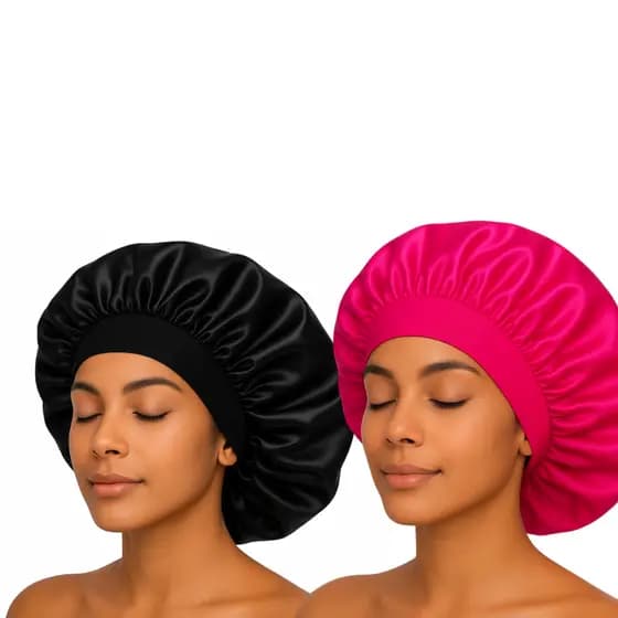 Kit 2 Touca Com Faixa Elástica de Dormir Antifrizz + srcunchies