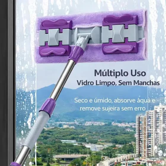 Mop Rodo Inteligente Vassoura com Pano Microfibra Borrifa Limpa e Seca COM 2 PANO