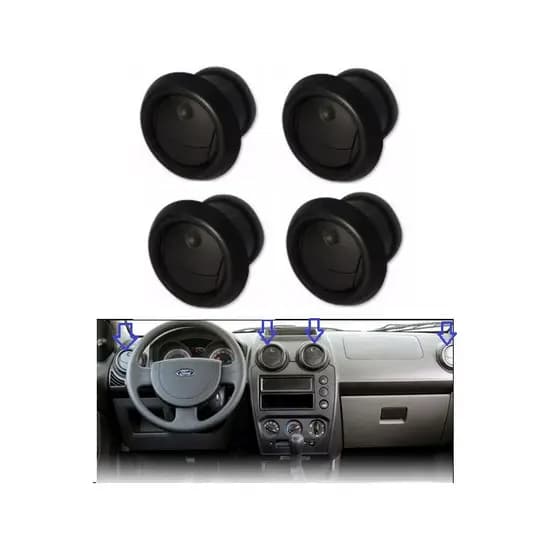 Kit 4 Difusor de Ar Central e Lateral Fiesta PRETO