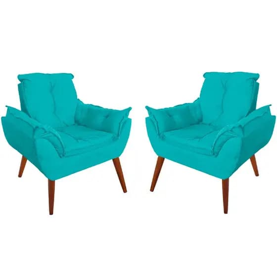 02 Poltronas Decorativa para Sala de Estar Cadeiras para Recepção Manicure Escritório Sala De Espera