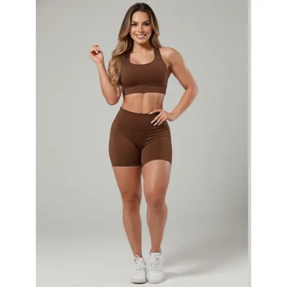 Conjunto Fitness Feminino Top + Short Roupas De Academia Ginástica Suplex A11