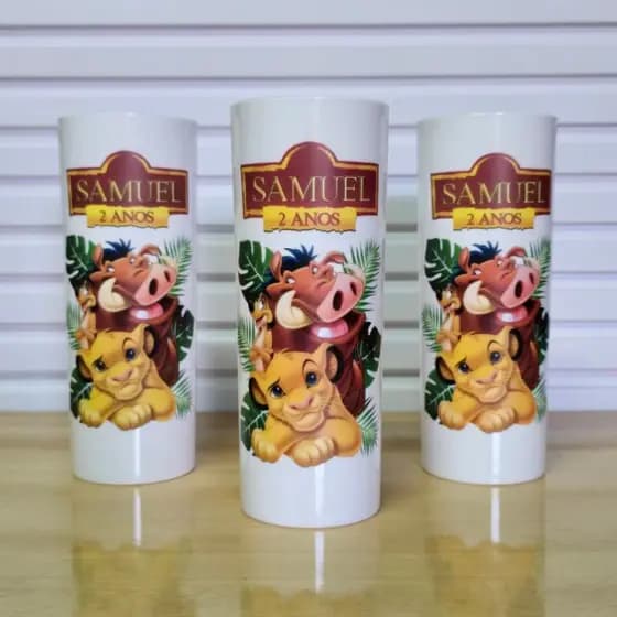 Kit Copo long drink Personalizado Rei Leão 350ml - Lembrancinhas para aniversário e eventos