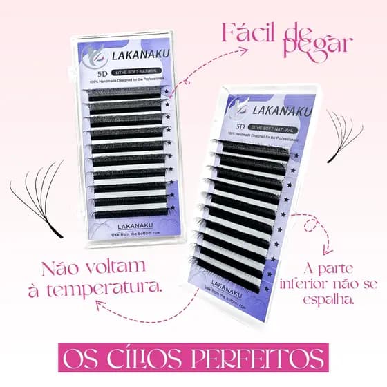 Cilios Lakanaku Fio a Fio W 5D 0,07D Lash Desing