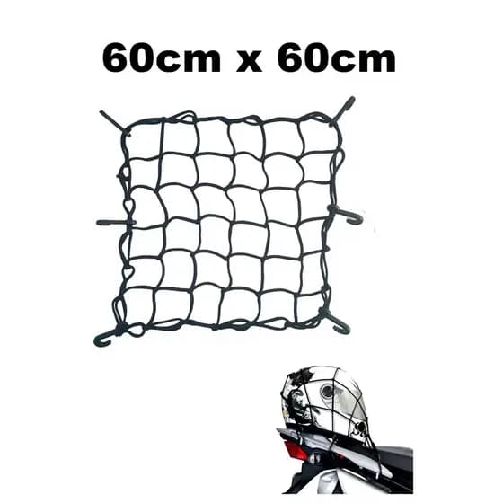 Rede Elastica Aranha Moto Capacete 60 Cm X 60 Cm - Bagageiro Baú