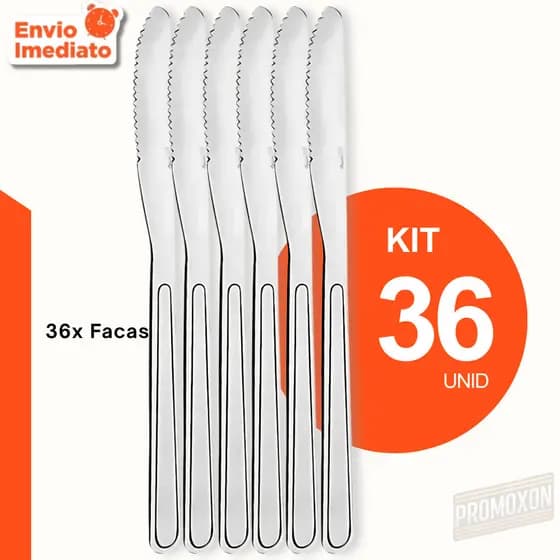 Kit 36 ou 6 peças Faca de Mesa em Aço Inox - Maior Durabilidade