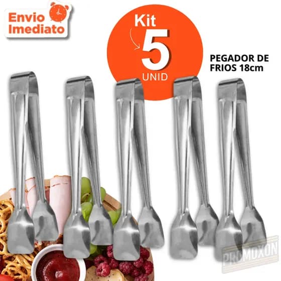 Pegadores de Frios Inox 18cm Multiuso Cozinha Queijo Salada Buffet Durável Prático