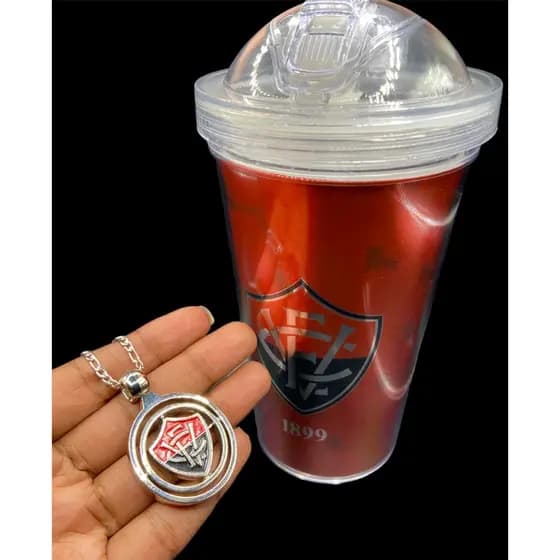 Colar vitória aço inox e copo plástico 450ml