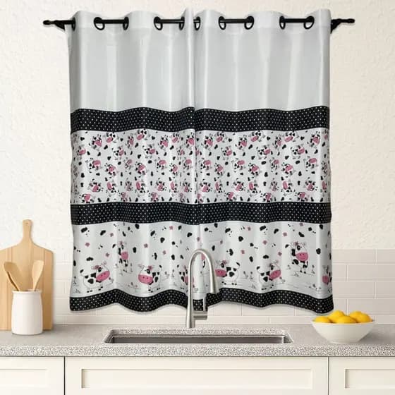 Cortina de Cozinha 2m x 1,40m altura Tecido Oxford Estampada