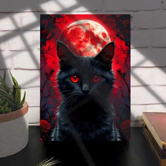 QUADROS DECORAÇÃO GATO PRETO