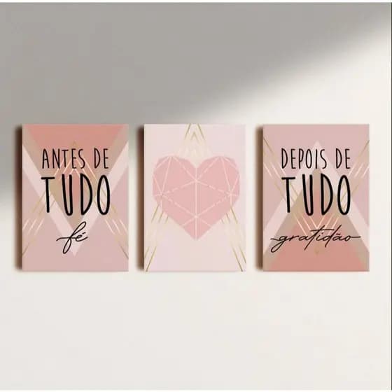 KIT DE QUADROS COM TRES PEÇAS FÉ