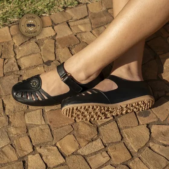 Sandália Sapatilha Feminina Lançamento Verão Ultra Leve Em Couro Legitimo Confortável