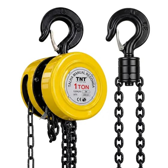 Talha Manual 1 Tonelada 1000kg Com Corrente 3 ou 5 Metros Guincho Elevação Tnt