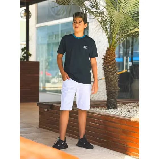 shorts branco Bermuda jeans Masculino Infantil Juvenil Menino Criança Skin Coloridas de 2 ao 16 Anos