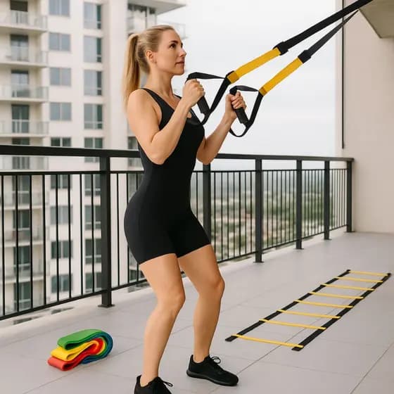 Escada Agilidade Treino Funcional Trx Treinamento Suspenso Pilates 5 Faixas Elásticas Profissional Lançamento