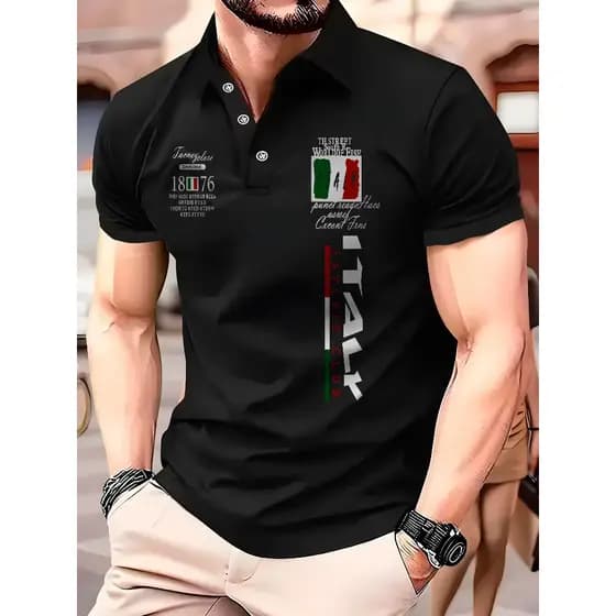 Camisa Polo Italy Manfinity Manga Curta camiseta Piquet 100% Algodão