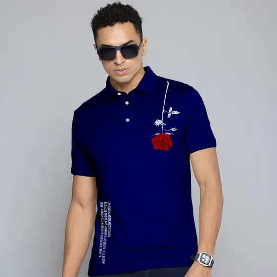 Camiseta Masculina Polo Floral Camisa Street Wear Street Wear Piquet