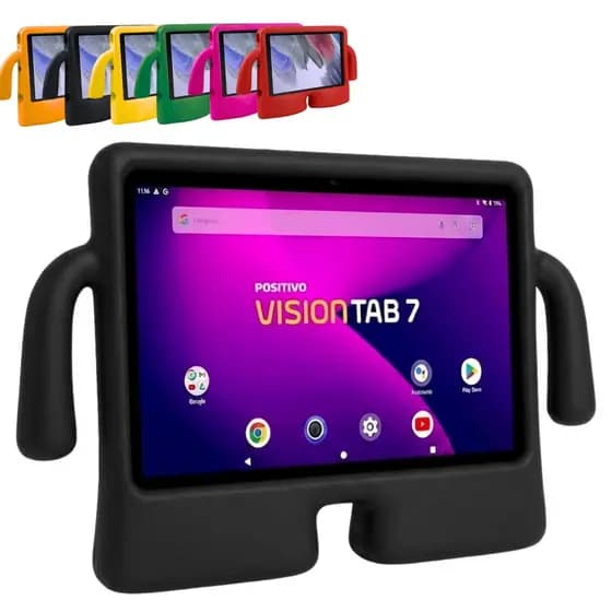 Capa Infantil com Bracinhos + Película Positivo Vison Tab 7 T307 7 Polegadas