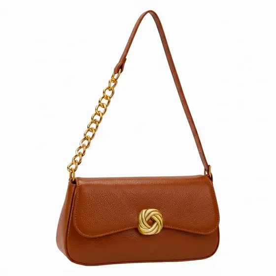 Bolsa Feminina De Ombro Estilo Baguete Alça Com Corrente Detalhe Dourado Elegante Casual Luxo