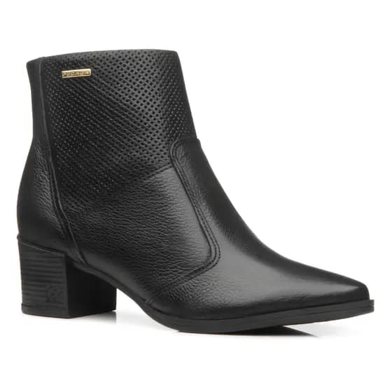Bota Feminina Pegada Couro Cano Baixo Bico Fino Estilo Moda e Conforto