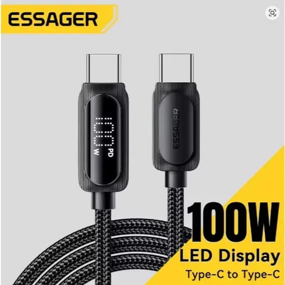 Cabo Turbo 100w 20v/5a Tipo C Display Digital - Essager Cor Tipo C- Tipo C 1M
