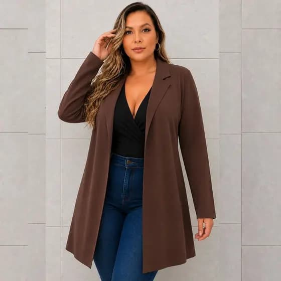 Sobretudo Feminino Plus Size Neoprene Max Longo