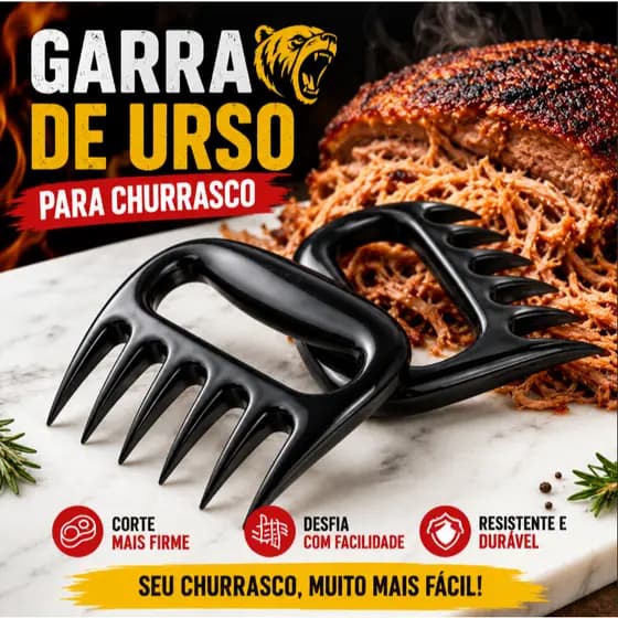 Kit 2 Garra de Urso Desfiadora de Carne para Churrasco Frango Pulled Pork Multiuso